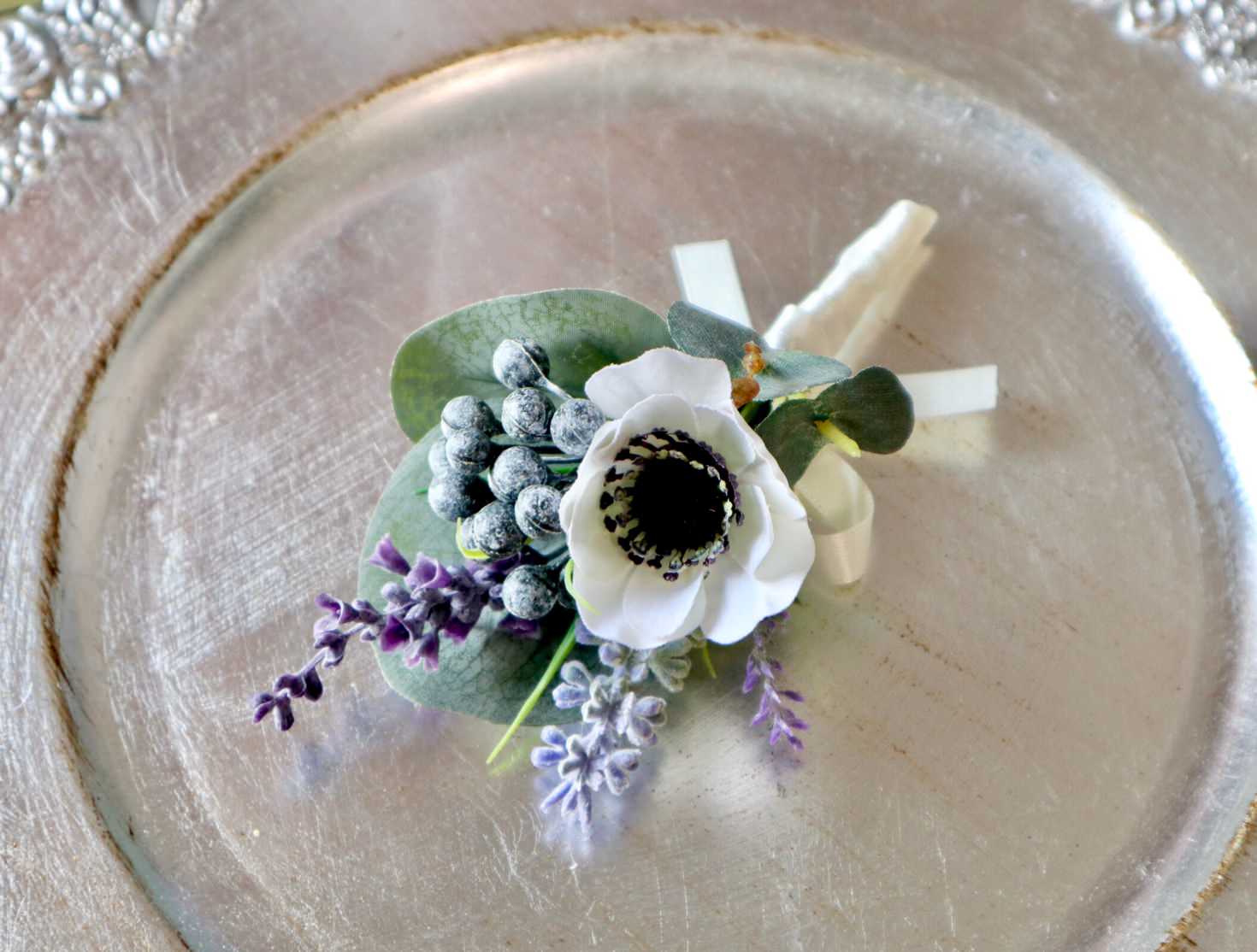 【造花】Rental Bouquet : Lavender Green　【結婚式　フラワー　造花　ブーケ　ブートニア　レンタル】