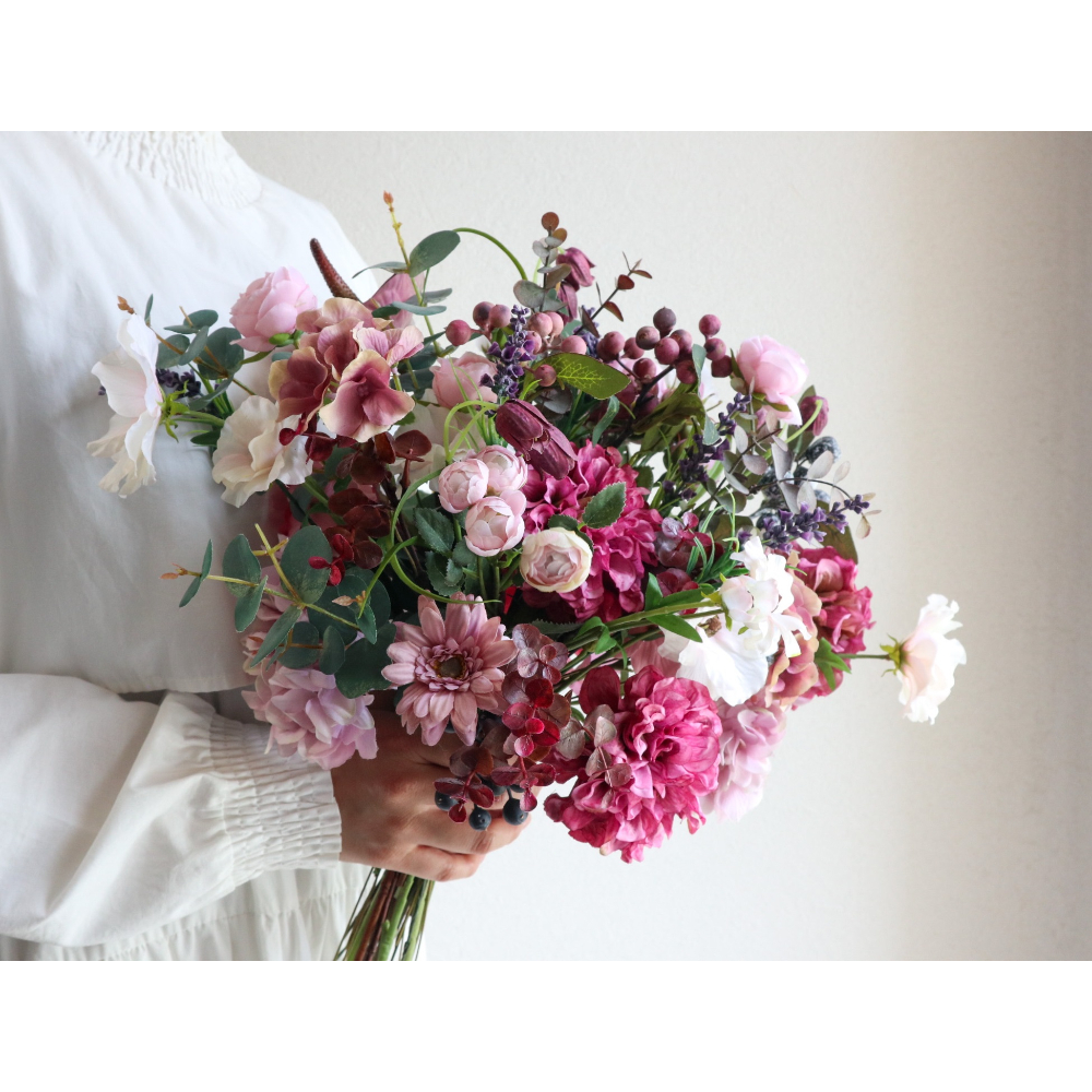 【造花】Rental Bouquet :Myrtille　【結婚式　フラワー　造花　ブーケ　ブートニア　レンタル】