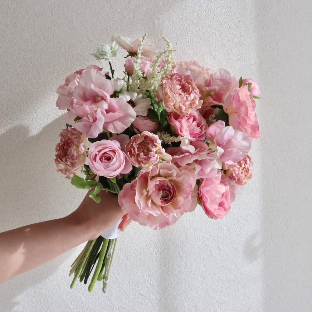 【造花】Rental Bouquet :Printemps pink　【結婚式　フラワー　造花　ブーケ　ブートニア　レンタル】