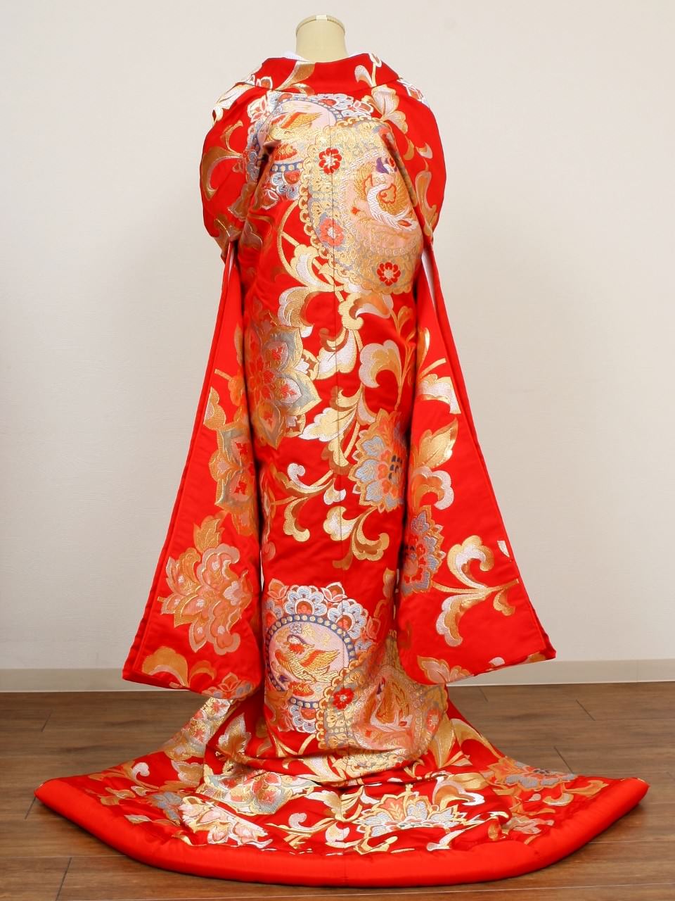 サイズヨコ約35㎝川島織物　和装バッグ(大) 瑞祥小紋(赤)
