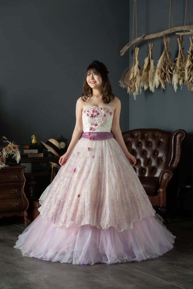 ベージュピンク ピンクグリッター | ドレス | カラードレス | 結婚式 