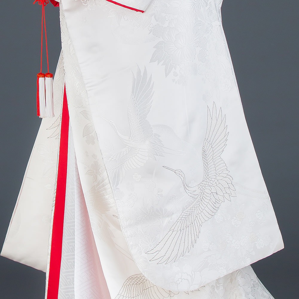 裏紅 相良刺繍 牡丹に飛鶴 【結婚式 和装 白無垢 レンタル】 | 和装 