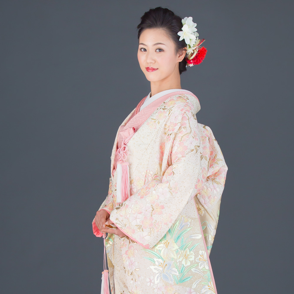 桜鶴花篭 結婚式 和装 色打掛 レンタル   和装   色打掛   結婚式