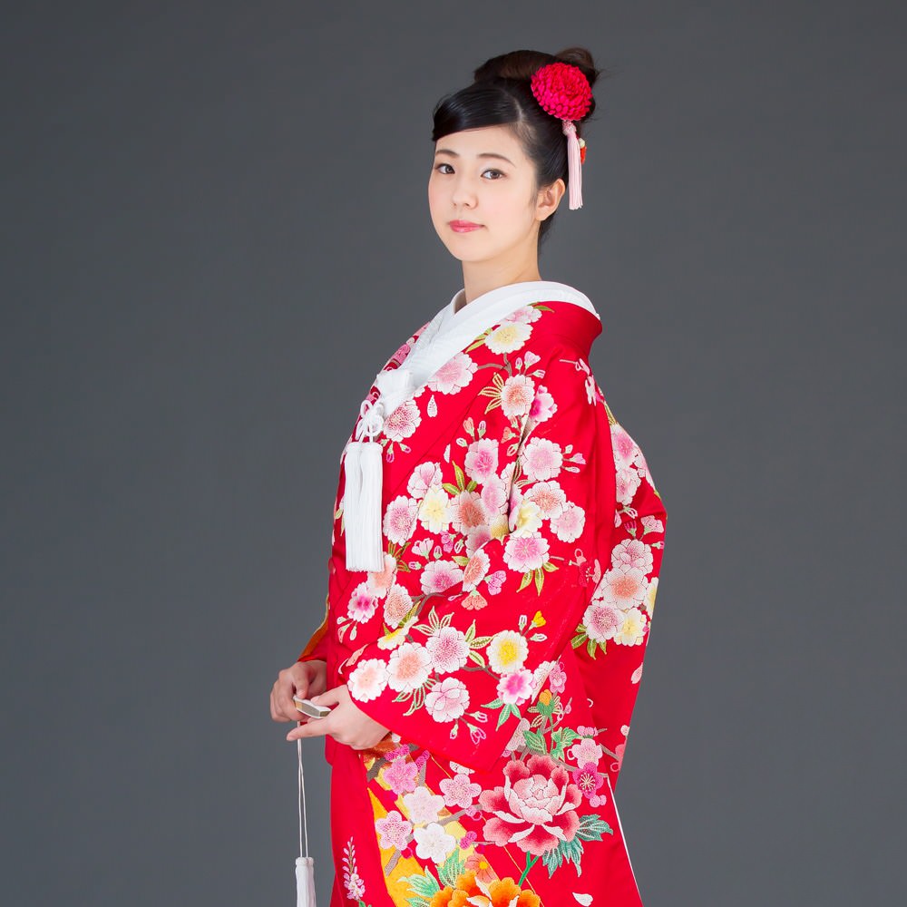 花嫁さん正絹縮緬絞り鶴刺繍色打掛、昭和30年から40年代約昭和30年から ...