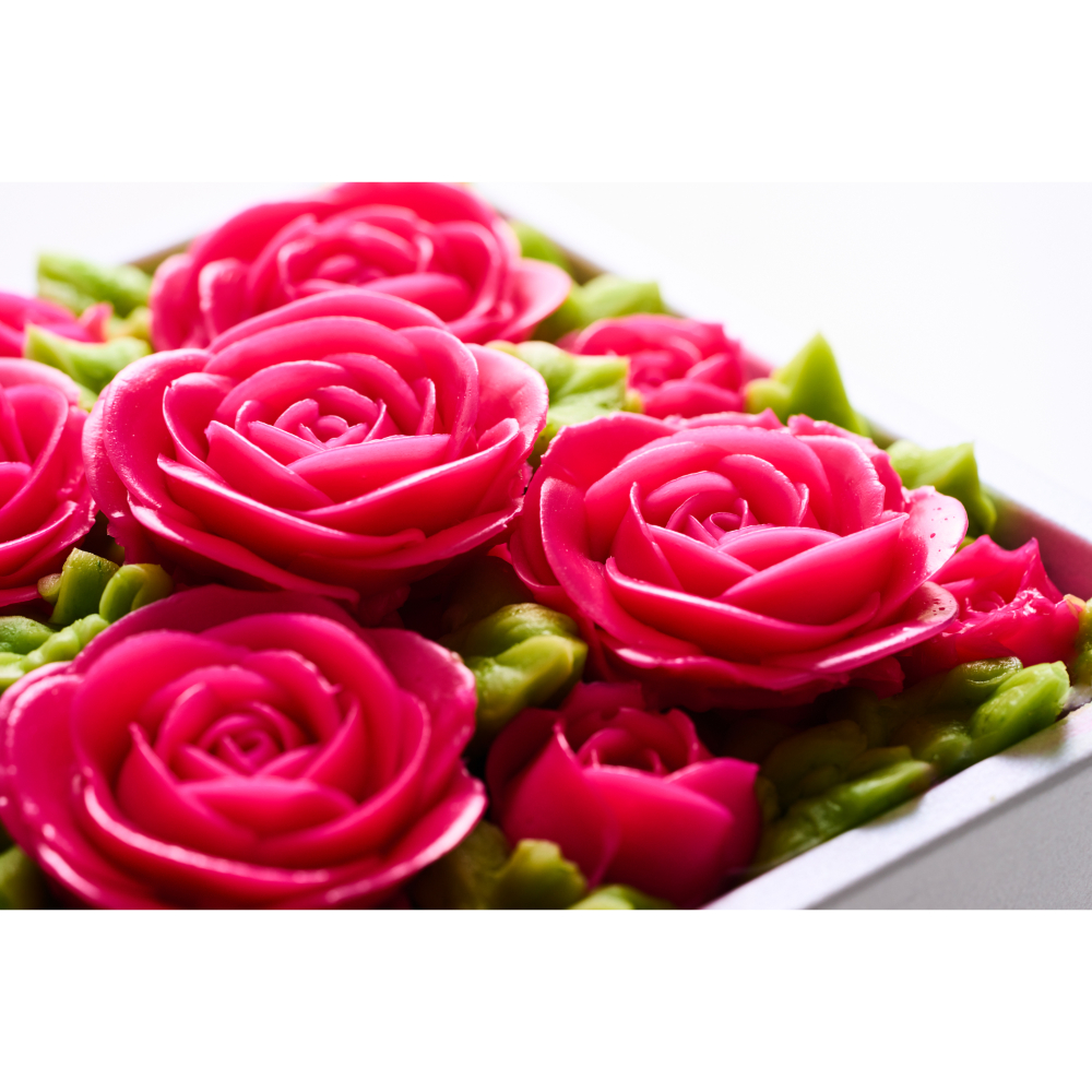 食べられるお花のボックスフラワーケーキ(Elegant pink)