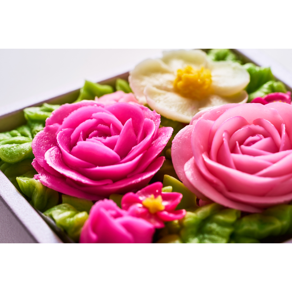 食べられるお花のミニボックスケーキ(Peach pink)