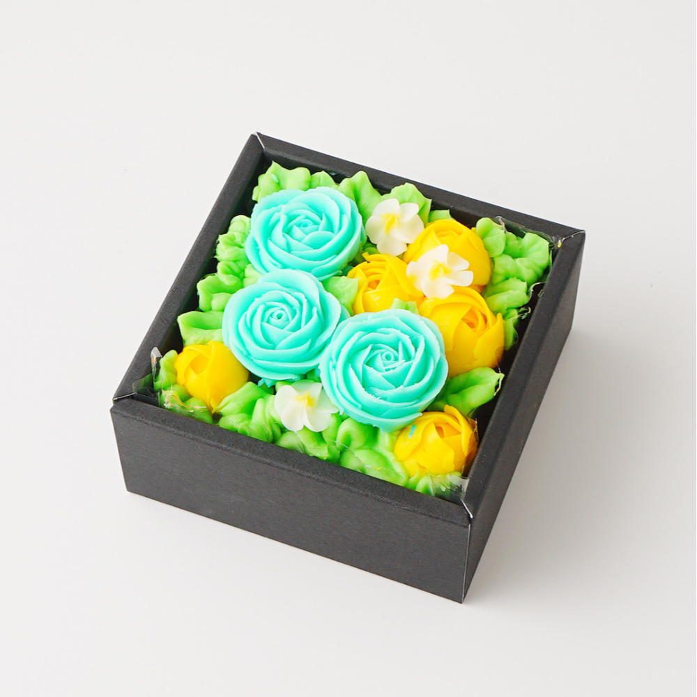 食べられるお花のミニボックスケーキ(Mint blue)