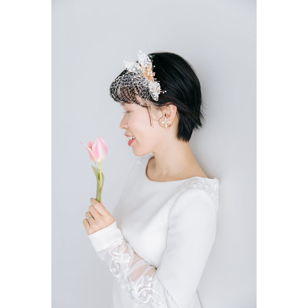 Addison flower ヘッドドレス ウェディング ブライダルアクセサリー [ AM-75 ]【結婚式　ヘアアクセサリー】
