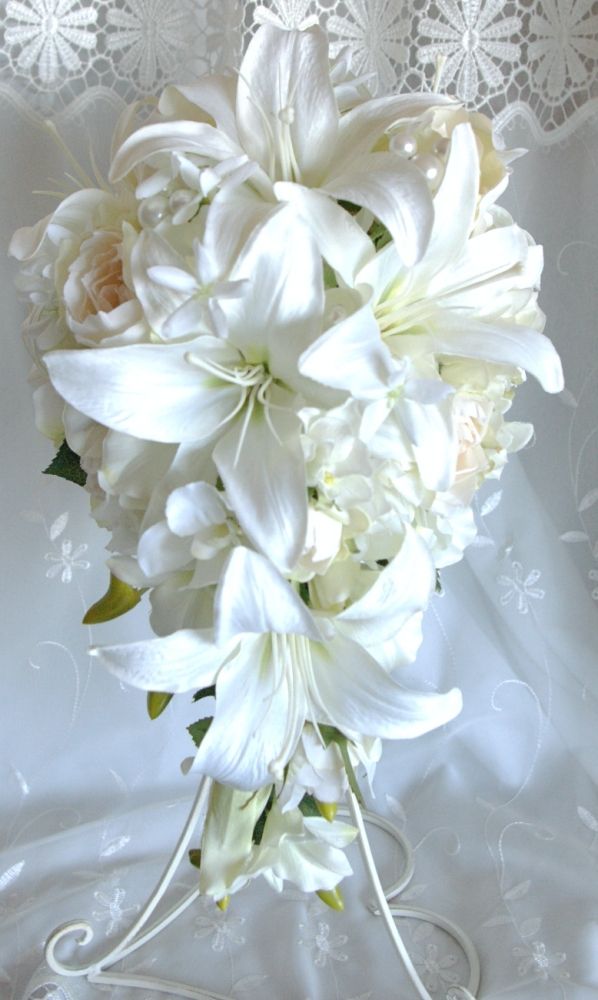 【造花】 オーダーメイド　[キャスケードブーケセット]　【結婚式　フラワー　造花　ブーケ　ブートニア　オーダーメイド】