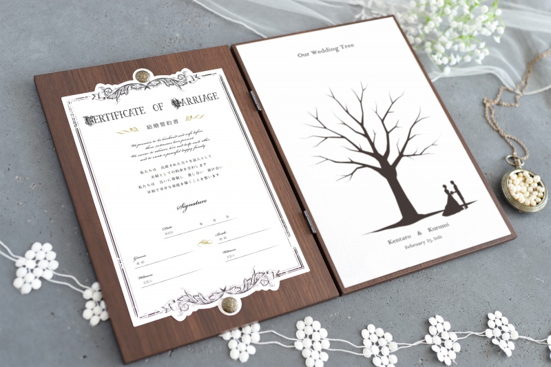ベロア・木製ブック結婚証明書×ウェディングツリー