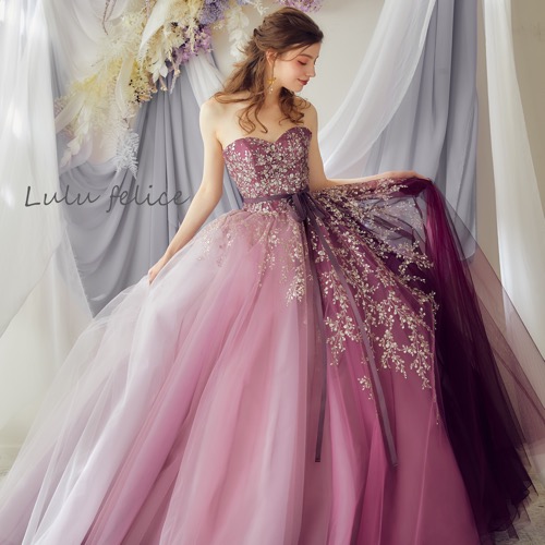 LU-0128Purple 【結婚式 カラードレス レンタル】 | ドレス | カラー