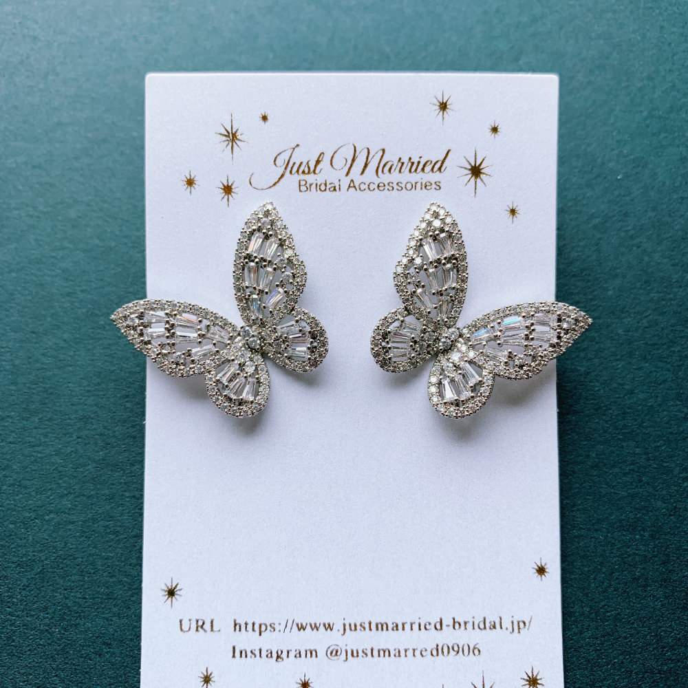 【ピアス】キュービックジルコニア butterfly ピアス/ブライダルアクセサリー 【結婚式　ピアス　イヤリング】