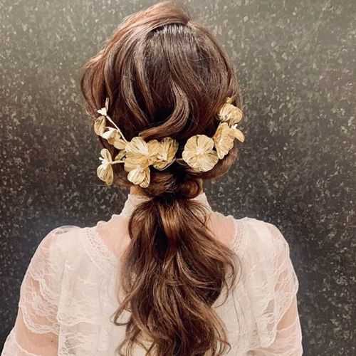 【ヘッドドレス】Bohemian gold flower ブライダルヘッドドレス 【結婚式　ヘアアクセサリー】
