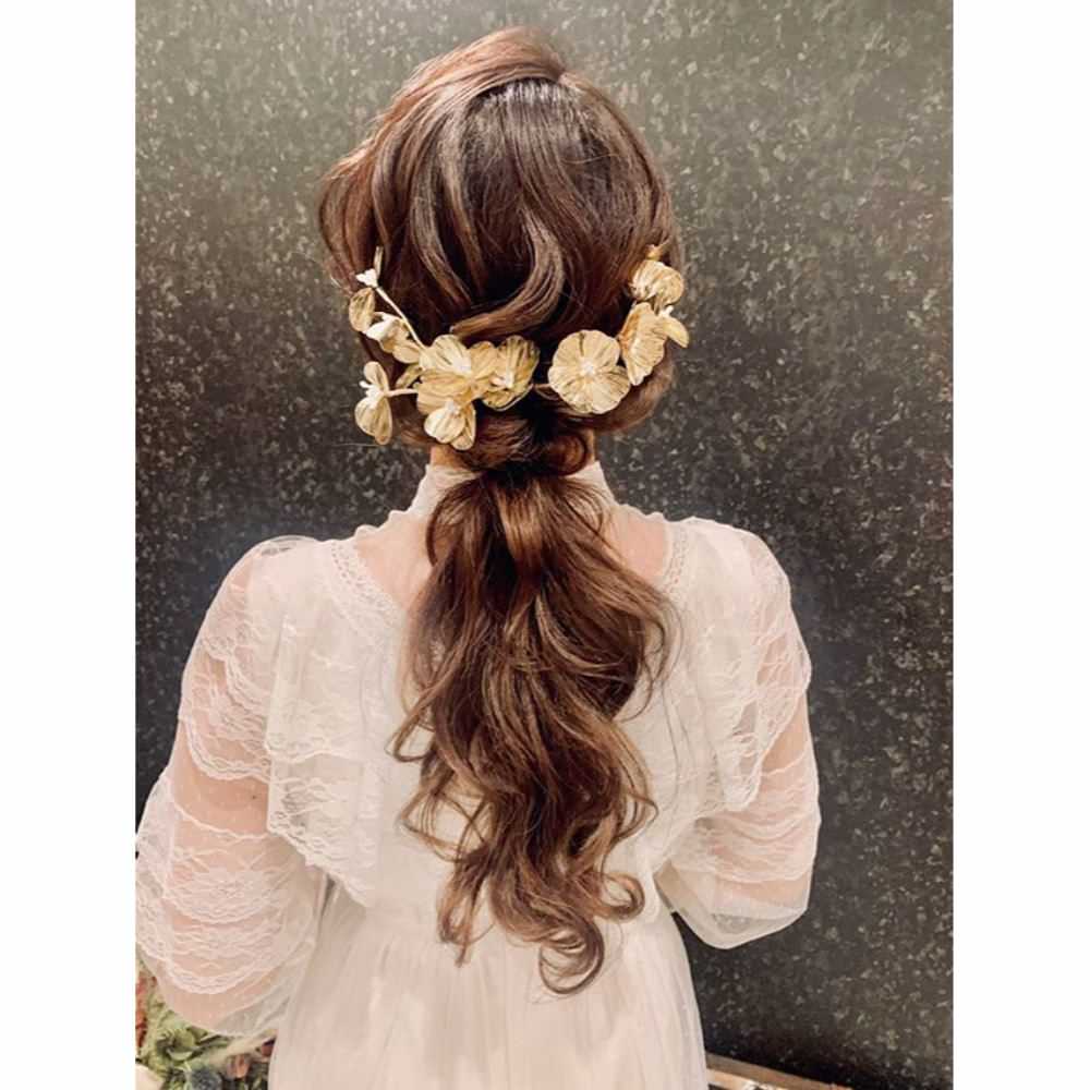 【ヘッドドレス】Bohemian gold flower ブライダルヘッドドレス