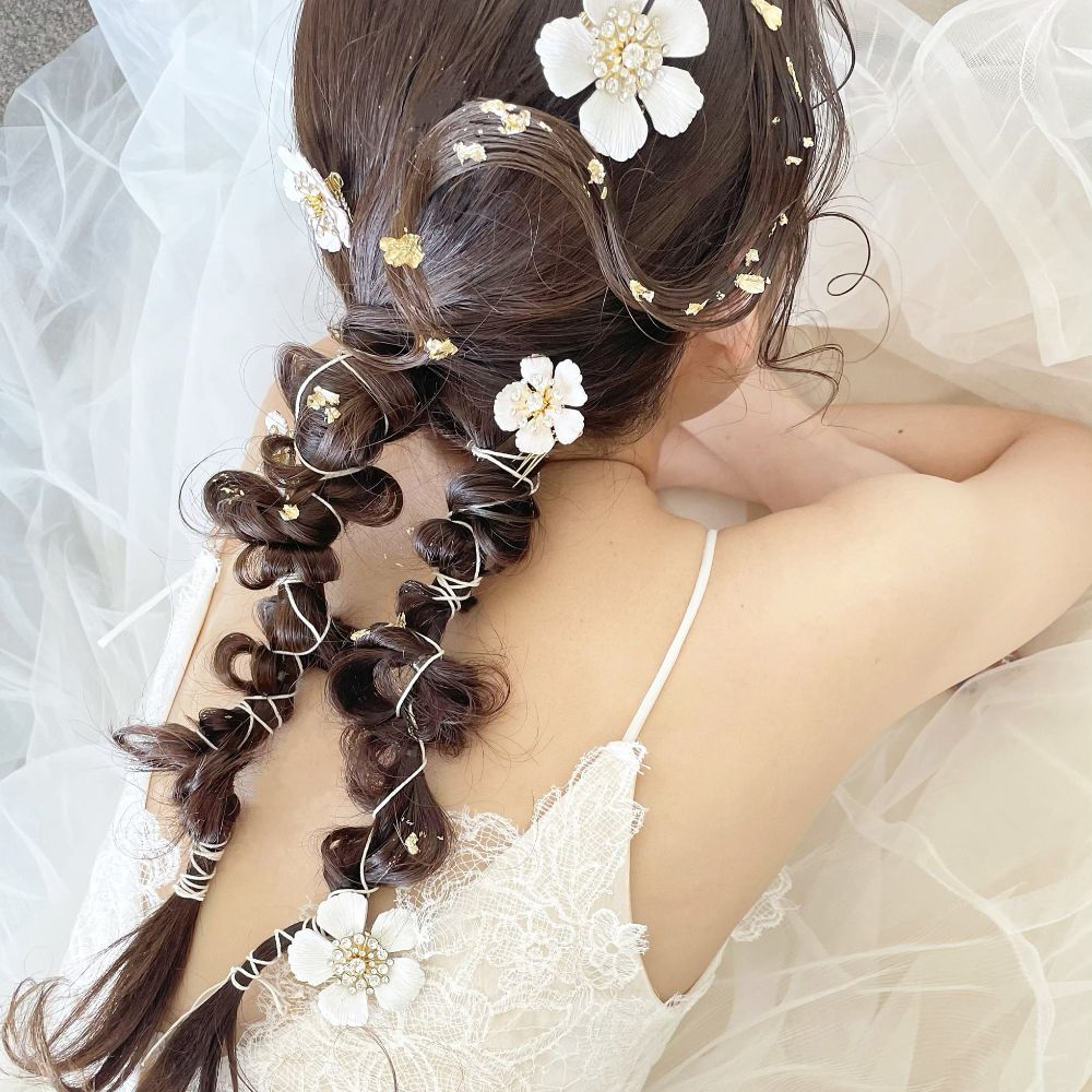 【ヘッドパーツ】Flower Hair Comb 5点セット 【結婚式　ヘアアクセサリー】