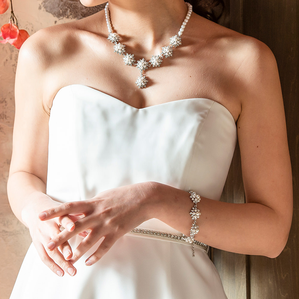 【ネックレス】pearl motifネックレス/ブライダルアクセサリー 【結婚式　ネックレス】