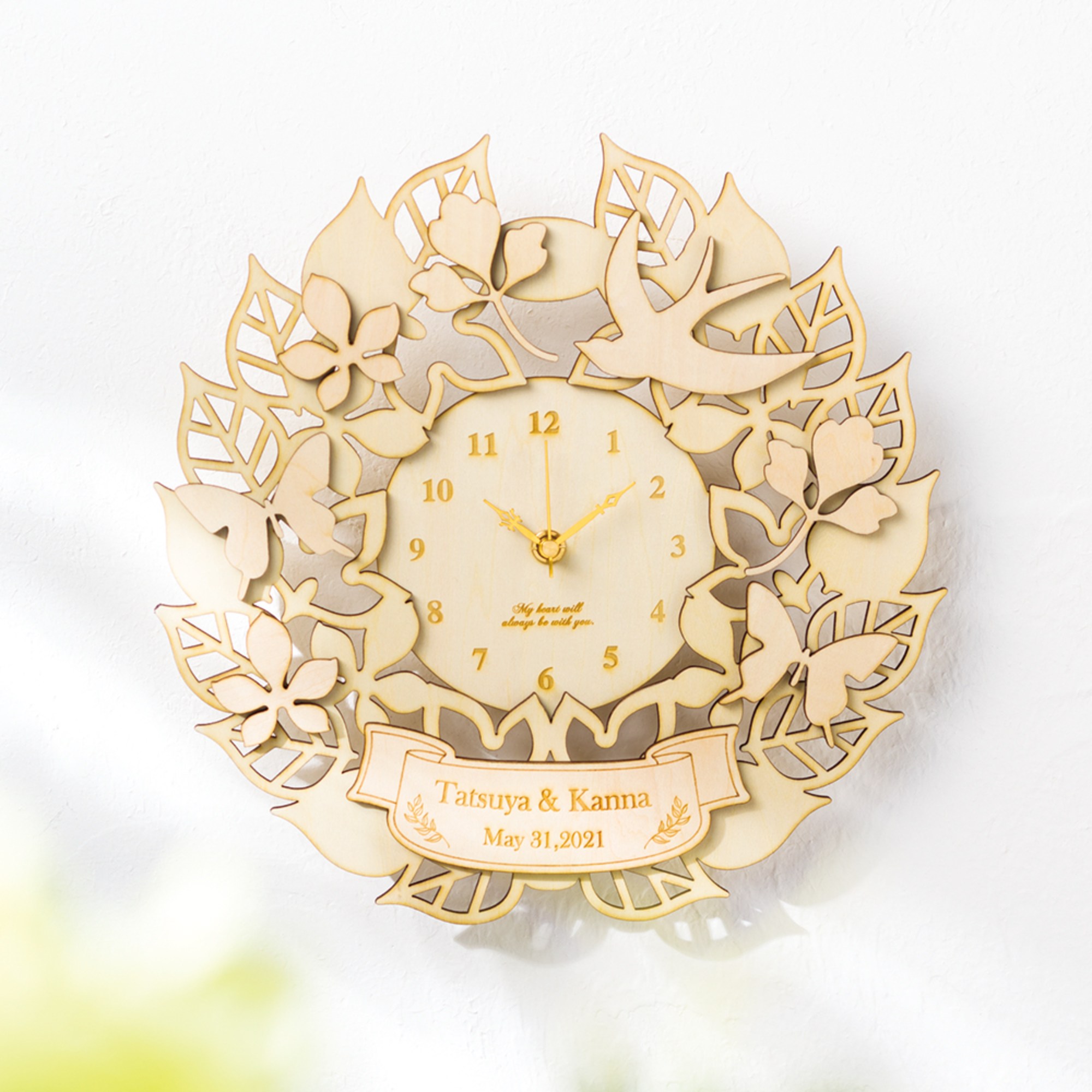 Natural Wood Clock Wreath　【結婚式　ギフト　両親プレゼント】