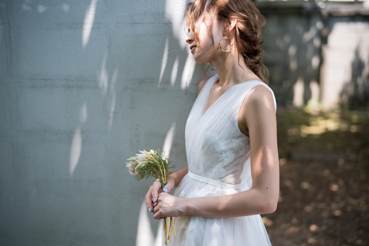 花柄刺繍 Aラインドレス(W223) 【ウェディングドレス】 | ドレス 