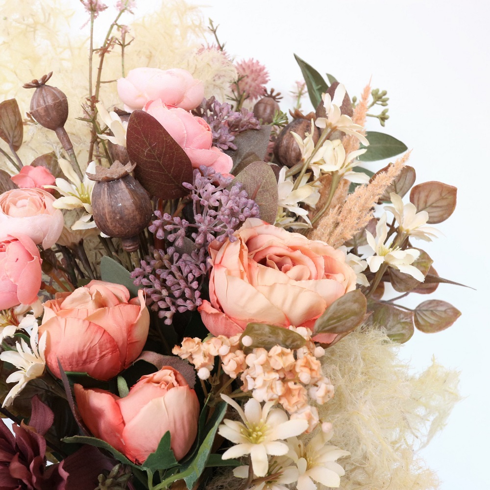 【造花】スモークツリーのブラウンブーケ&ブートニアset　【結婚式　フラワー　造花　ブーケ　ブートニア】