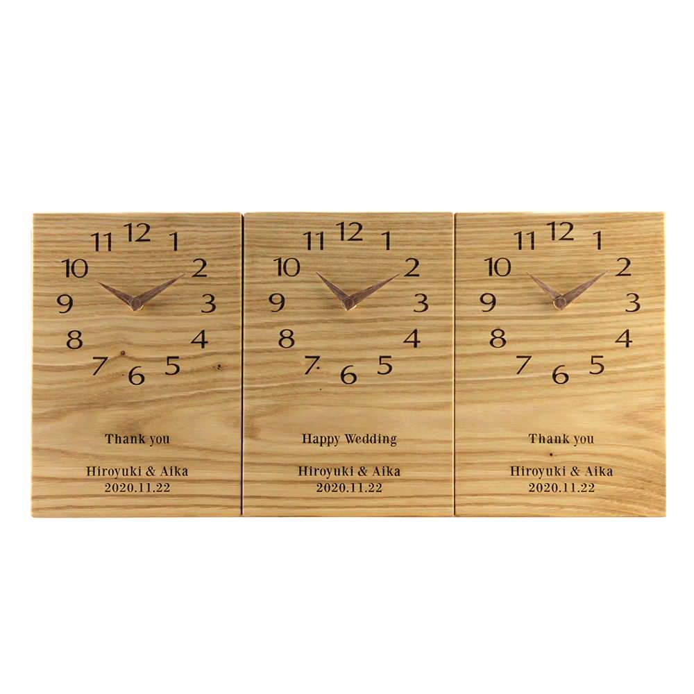 木目でつながる3連時計 シンプルシリーズ クリ 両親プレゼント ウェディングオンラインショップ Cordy コーディ