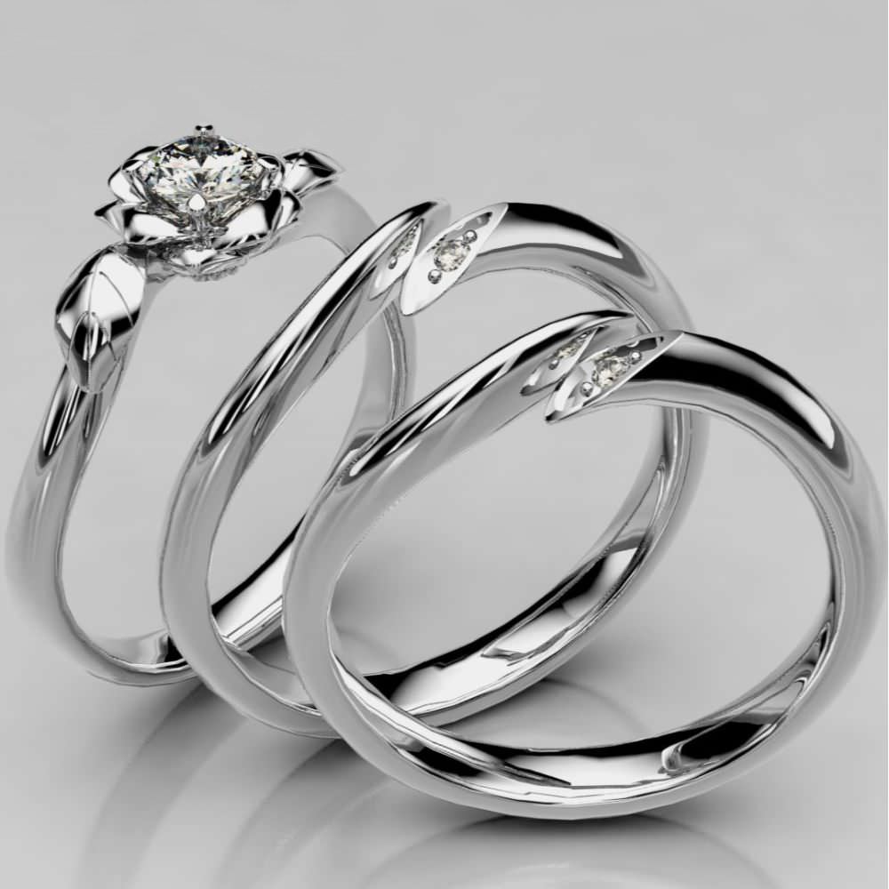 エンゲージ・マリッジ セットリング(ローズ)　【結婚式　指輪　エンゲージリング　オーダーメイド】