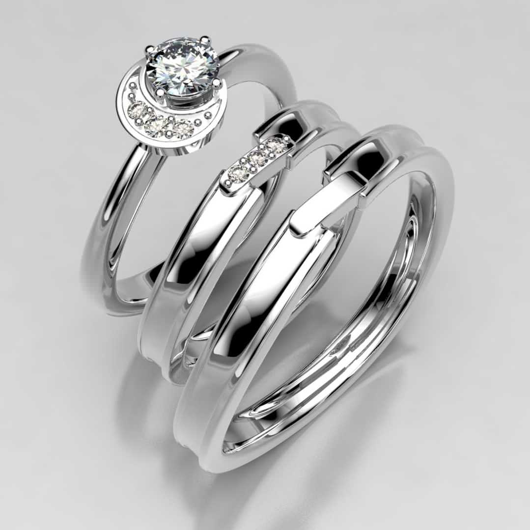 エンゲージマリッジセットリング(月)　【結婚式　指輪　エンゲージリング　オーダーメイド】