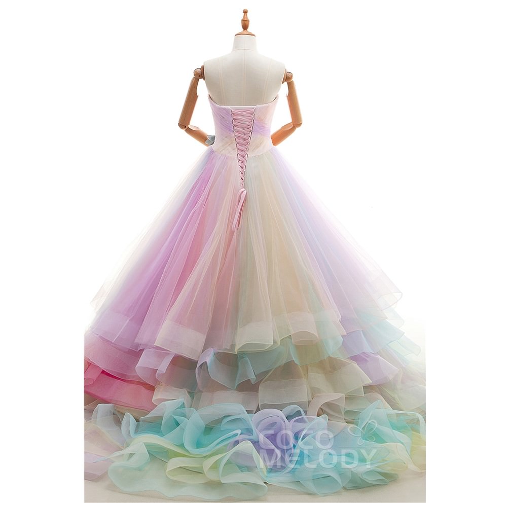 JWLT15067-26-P　クリスタル　フラワー　ピンク　レインボー　カラードレス 【結婚式　カラードレス】