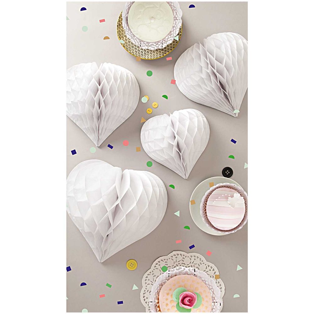 HONEYCOMB PAPER HEARTS, WHITE　【結婚式　その他ウェルカムグッズ】