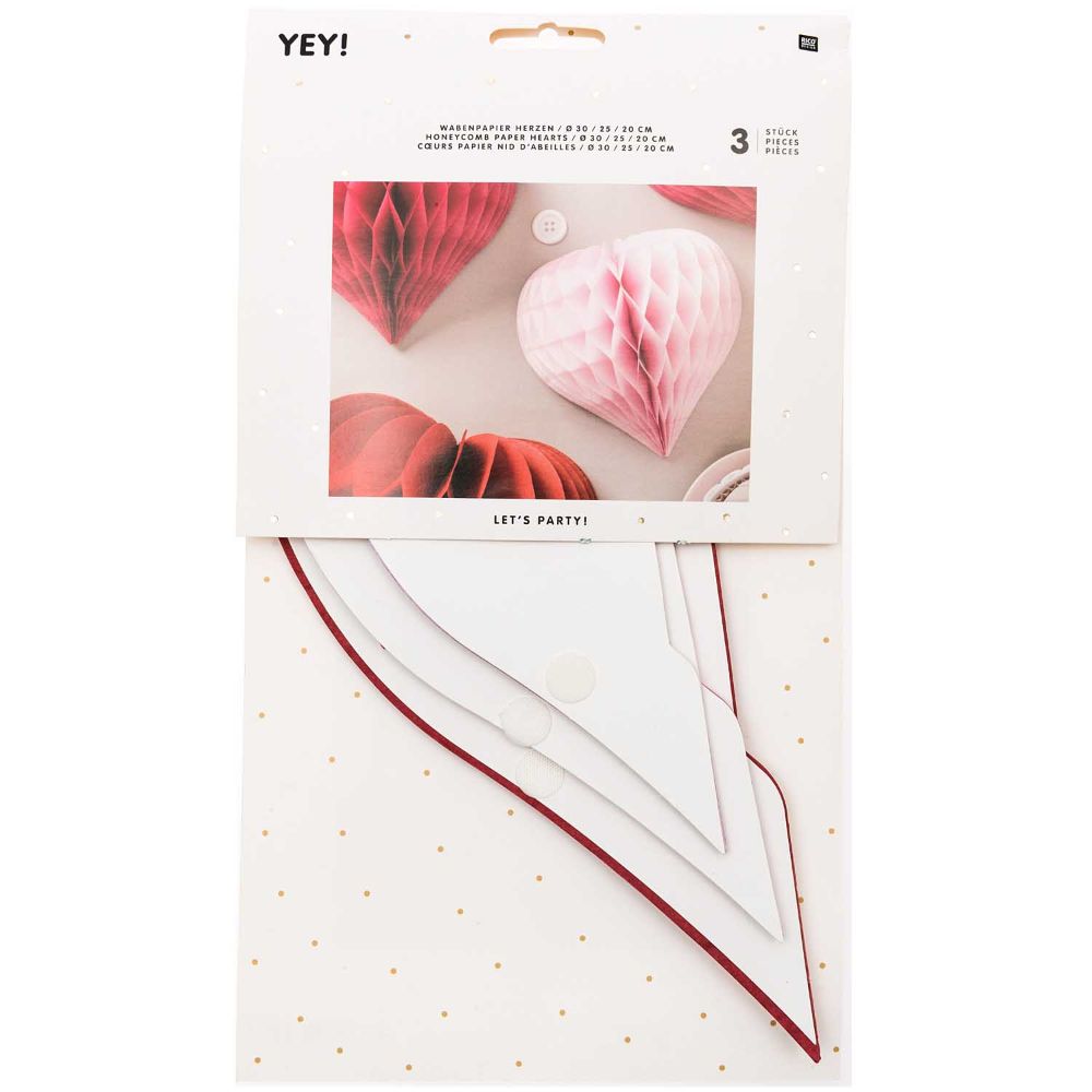 HONEYCOMB PAPER HEART, PIN/RED　【結婚式　その他ウェルカムグッズ】