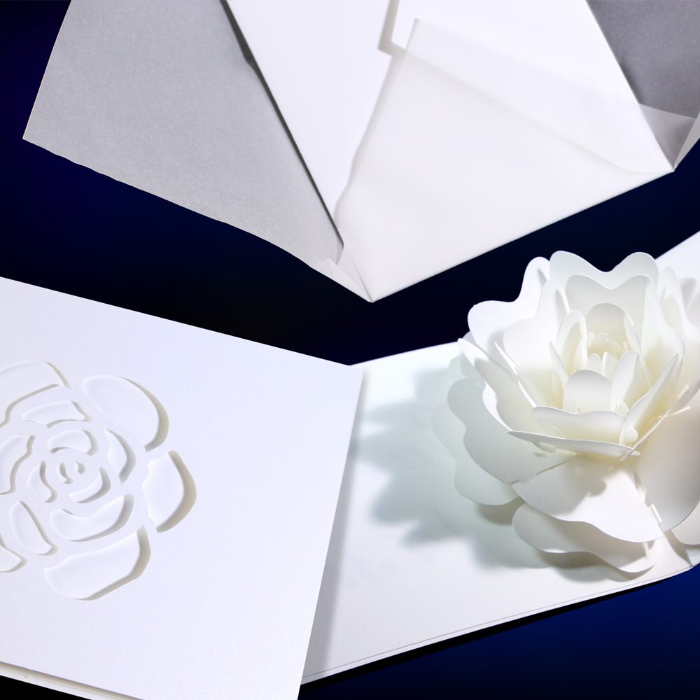 花のポップアップメッセージカード・インビテーションカード〈カメリア〉　【結婚式　挙式　披露宴　演出グッズ】