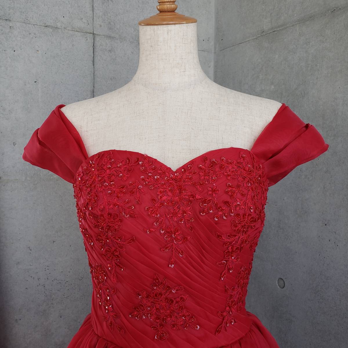 オフショルダーパーツ 赤 レッド(オーガンジー) 【結婚式　ドレス小物　レンタル】