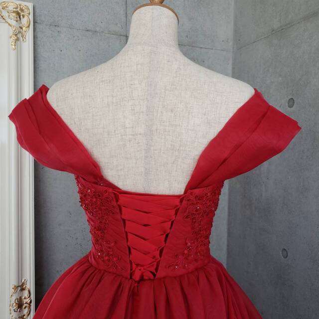 オフショルダーパーツ 赤 レッド(オーガンジー) 【結婚式　ドレス小物　レンタル】