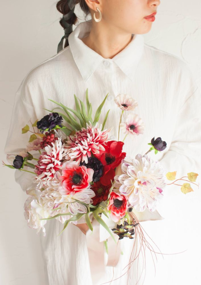 【造花】Girly-Pop赤のアネモネブーケ 【結婚式 フラワー 造花 ブーケ ブートニア】 | フラワー | ブーケ・ブートニア | 結婚式