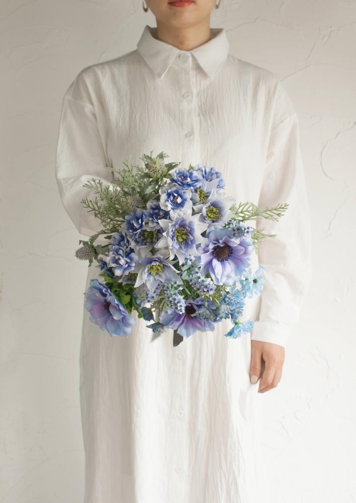造花】Natural-Garden 空色のクラッチブーケ 【結婚式 フラワー 造花
