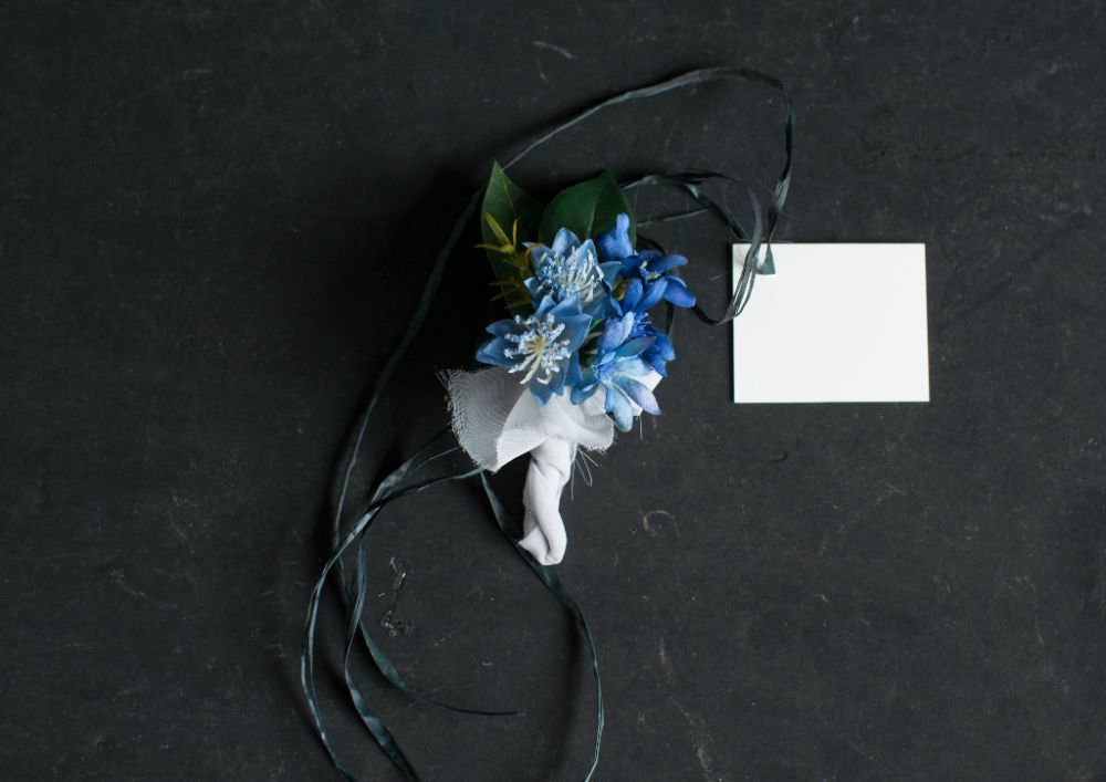 【造花】Classical-Modern サムシングブルーのブーケ　【結婚式　フラワー　造花　ブーケ　ブートニア】