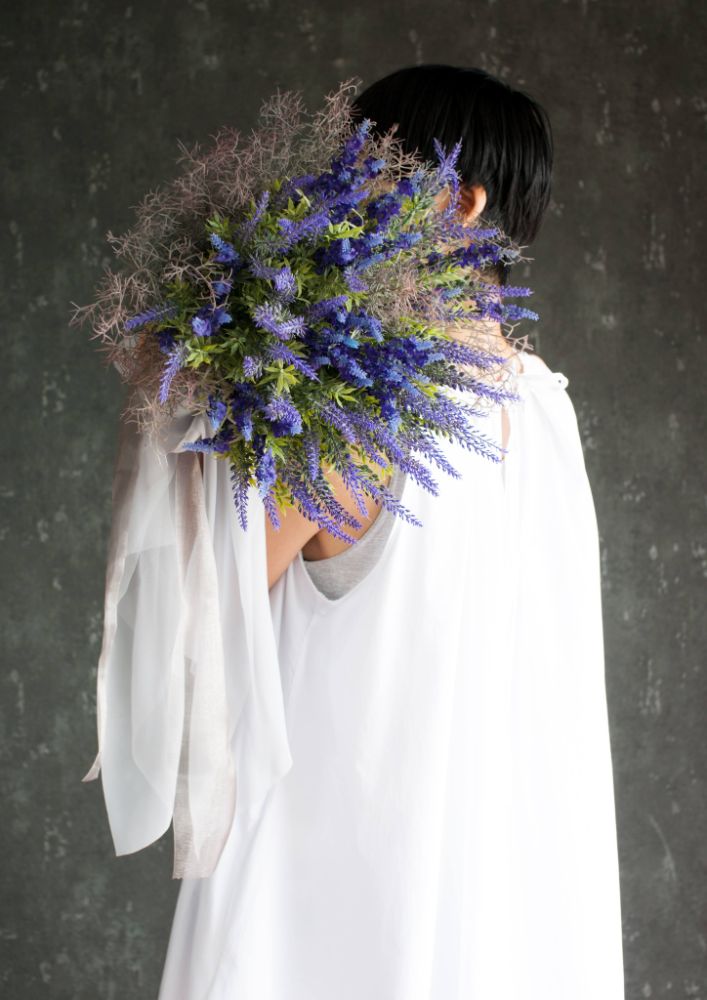 【造花】Natural-Garden ラベンダーのブーケ ウエディングブーケ　【結婚式　フラワー　造花　ブーケ　ブートニア】