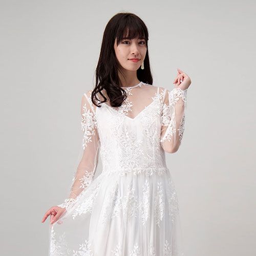 フローラルエンブロイダリーロングスリーブドレス・ホワイト・Sサイズ 【ウェディングドレス】 | ドレス | ウェディングドレス | 結婚式準備
