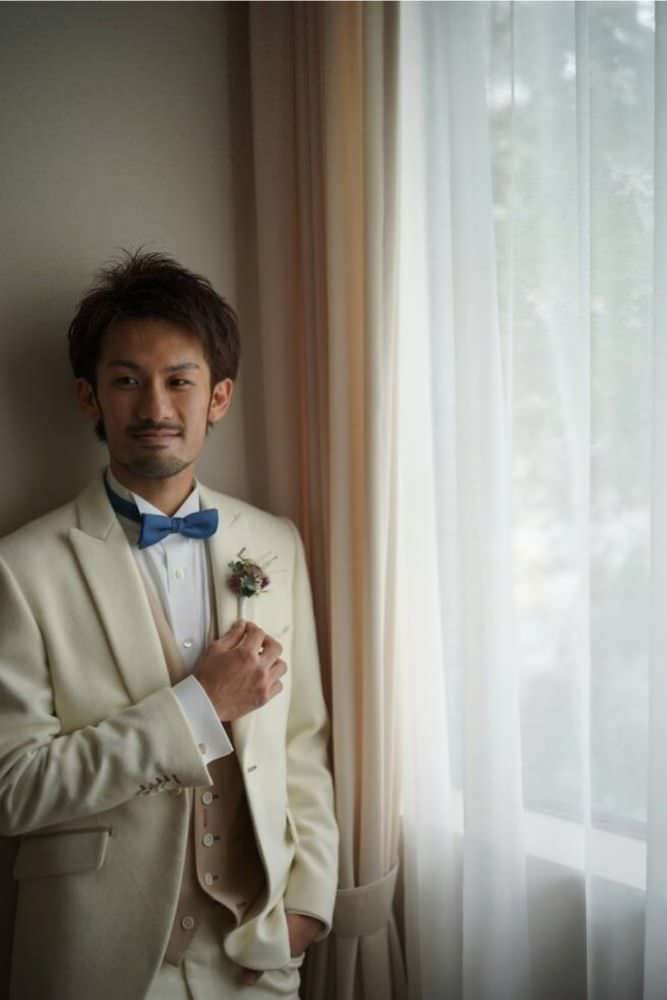 前撮り 結婚式 新郎 タキシード スーツ スリーピース